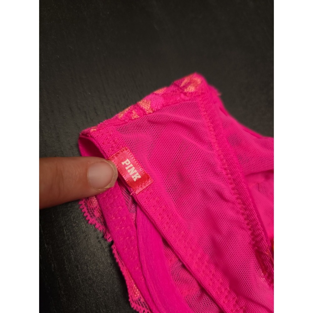 NWT Victorias Secret 32B Very Sexy Hot Pink Bright Orange Lace Unlined Demi Bra - Picture 9 of 9